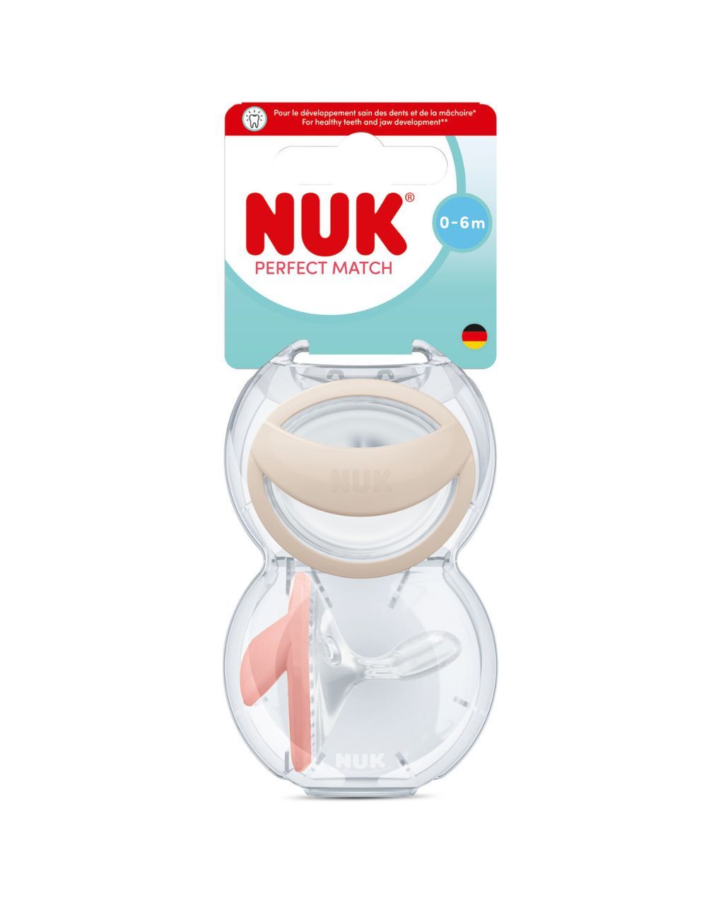 Nuk πιπίλες σιλικόνης 2τμχ perfect match air με θήκη 0-6m beige/rouge - Nuk