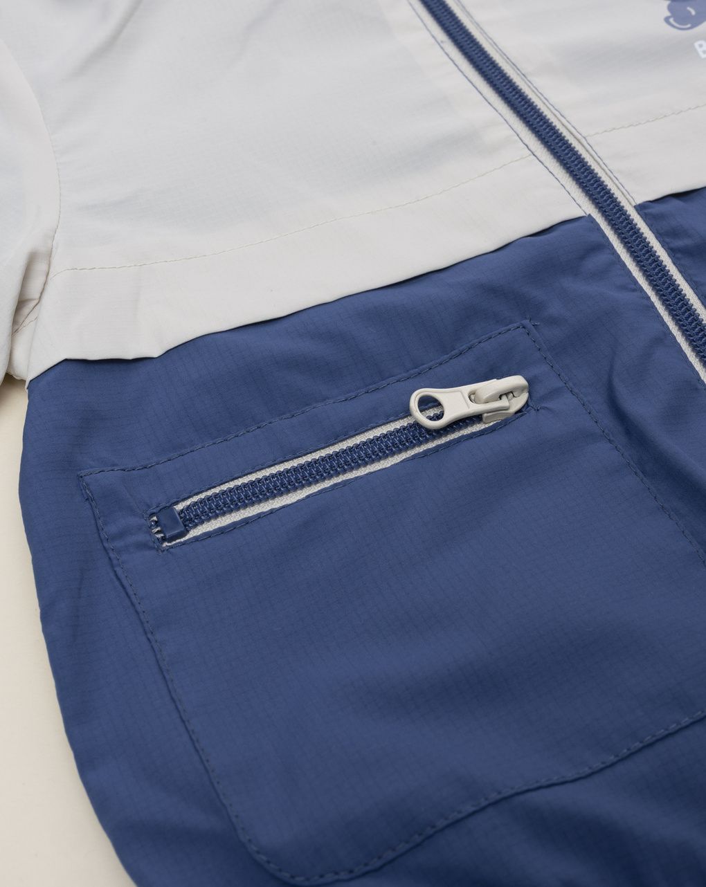 βρεφικό μπουφάν μπεζ/μπλε funny boy για αγόρι - Prénatal