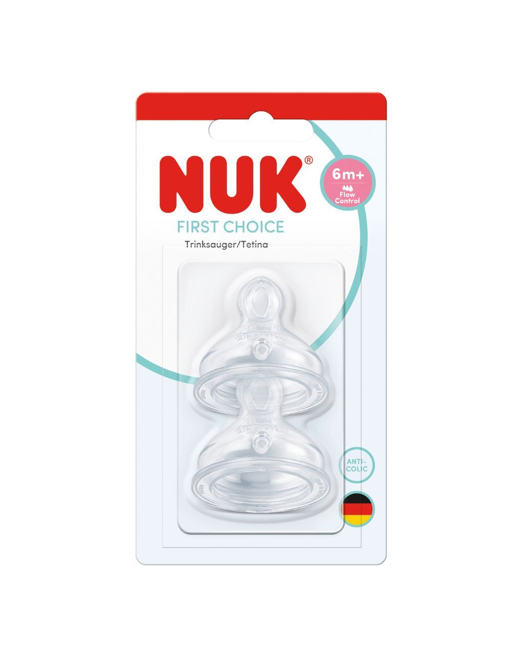 Nuk θηλή σιλικόνης first choice 2τμχ μέγεθος flowcontrol 6m+ - Nuk