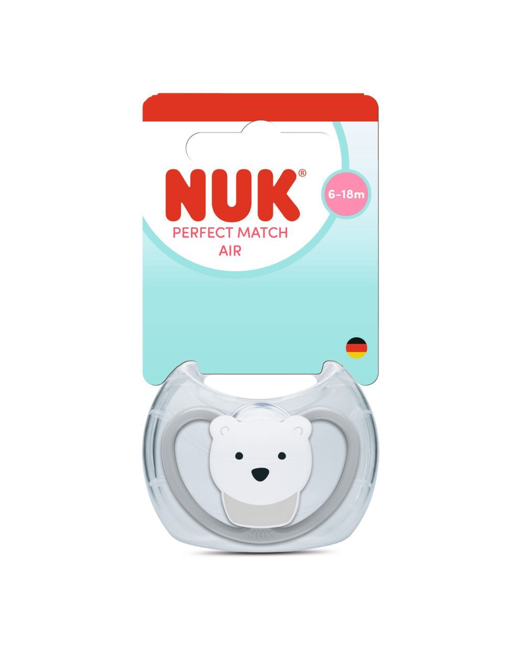 Nuk πιπίλα σιλικόνης perfect match air με θήκη 6-18m polar bear - Nuk