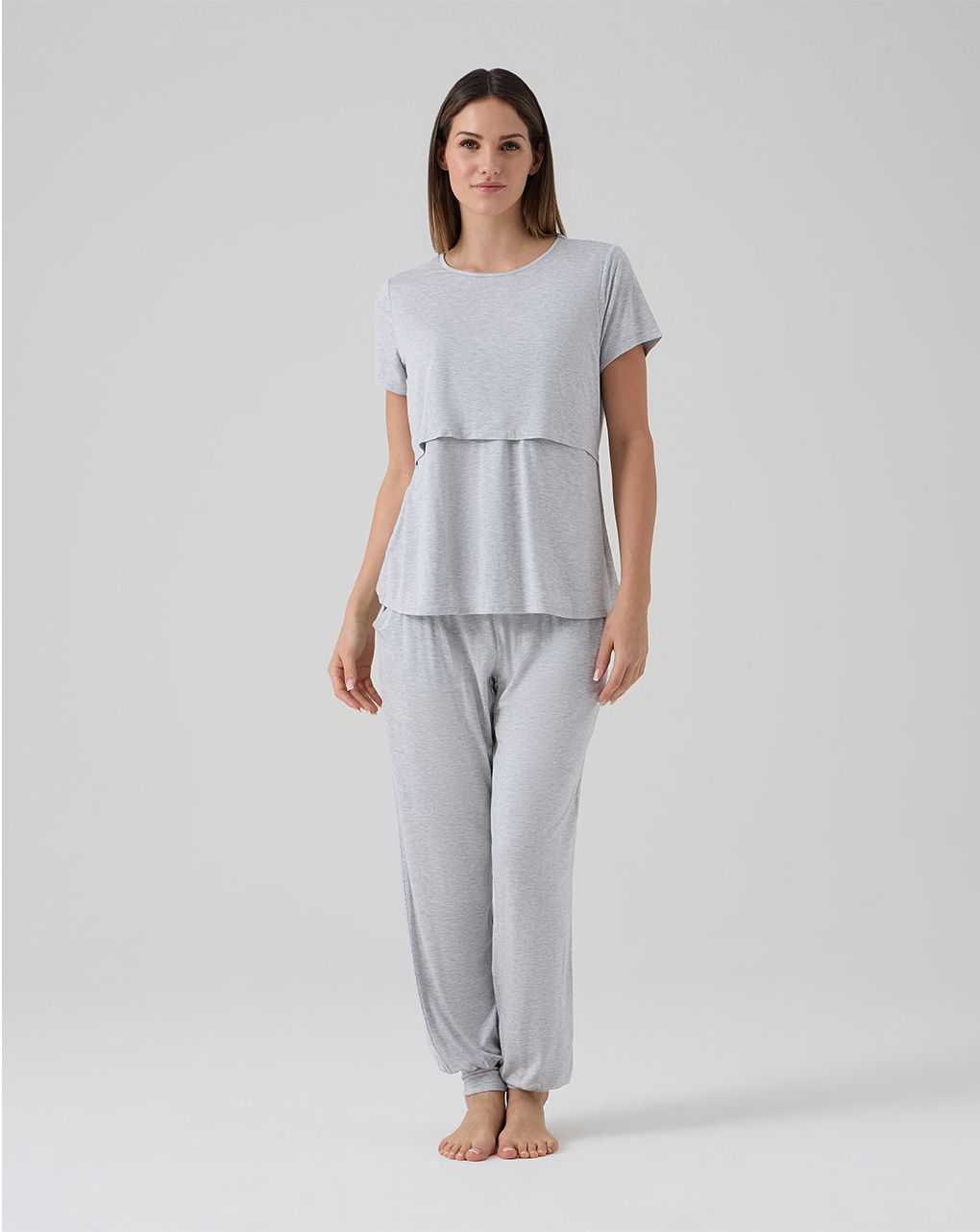γυναικεία πιτζάμα εγκυμοσύνης/θηλασμού γκρι