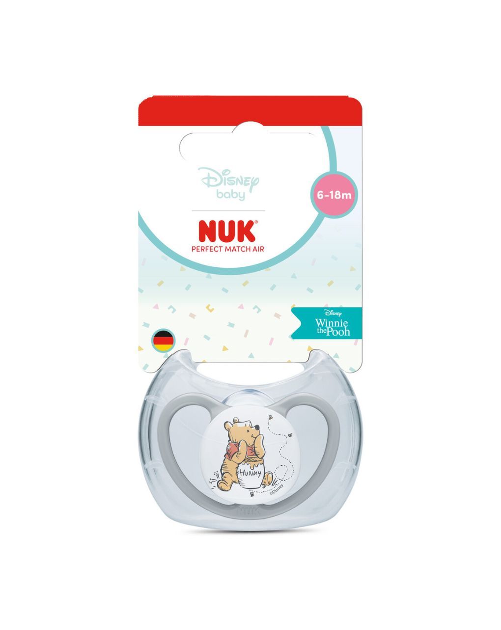 Nuk πιπίλα σιλικόνης perfect match air disney winnie the pooh 6-18m grey