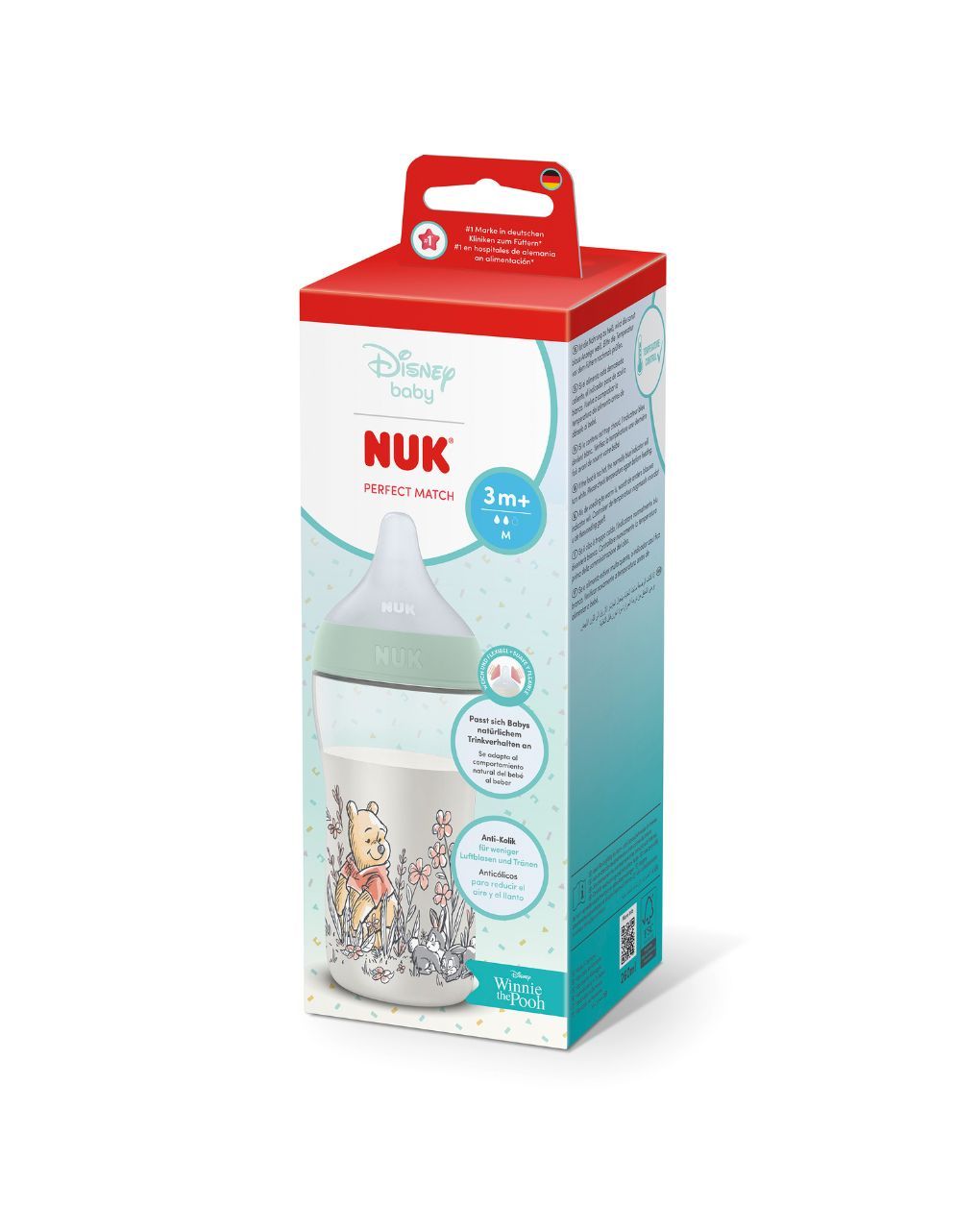 Nuk πλαστικό μπιμπερό με θηλή σιλικόνης perfect match temperature control 3m+ 260ml winnie the pooh - Nuk