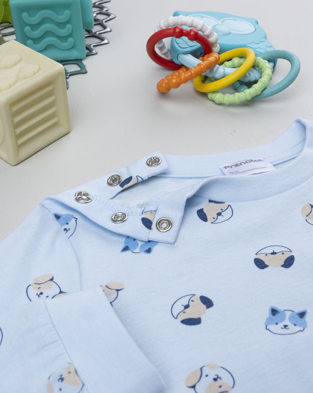 βρεφική πιτζάμα γαλάζια με σκυλάκια για αγόρι - Prénatal