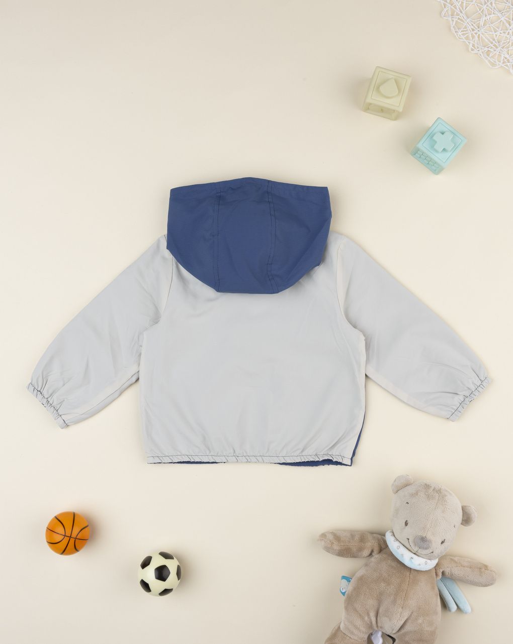 βρεφικό μπουφάν μπεζ/μπλε funny boy για αγόρι - Prénatal