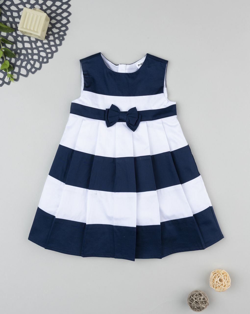 βρεφικό φόρεμα ριγέ μπλε/λευκό elegant για κορίτσι