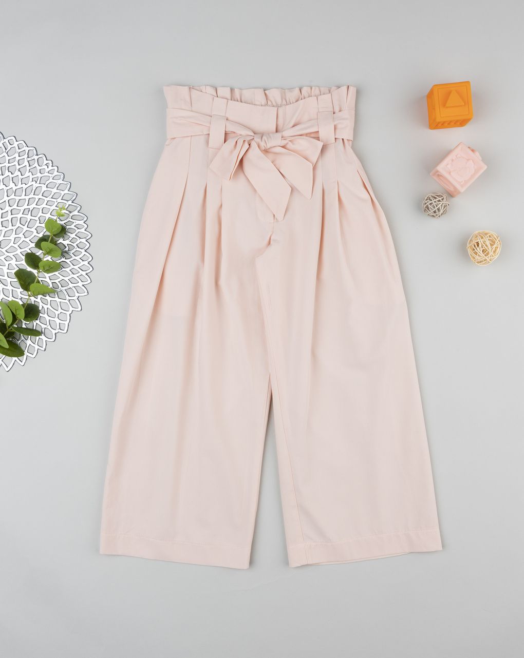 παιδικό παντελόνι palazzo ροζ με ζώνη για κορίτσι