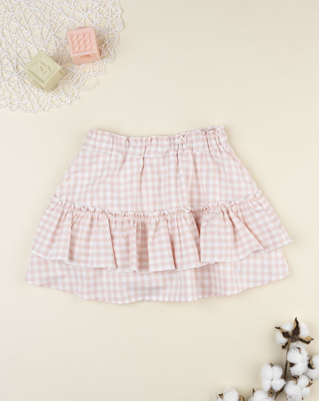 παιδική φούστα καρό vichy ροζ για κορίτσι - Prénatal