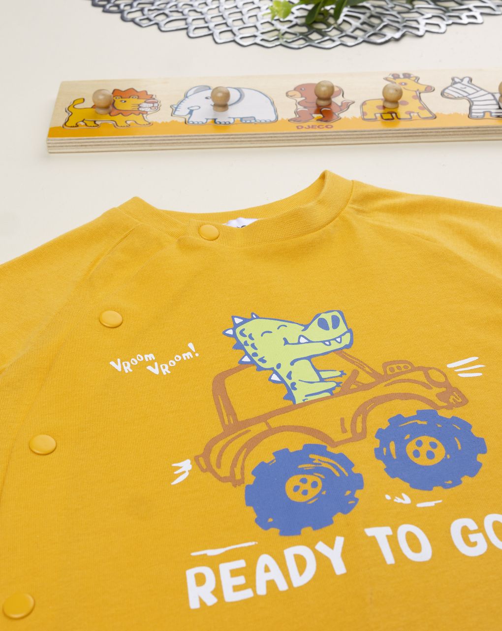 βρεφική ολόσωμη πιτζάμα κίτρινη με δράκο για αγόρι - Prénatal