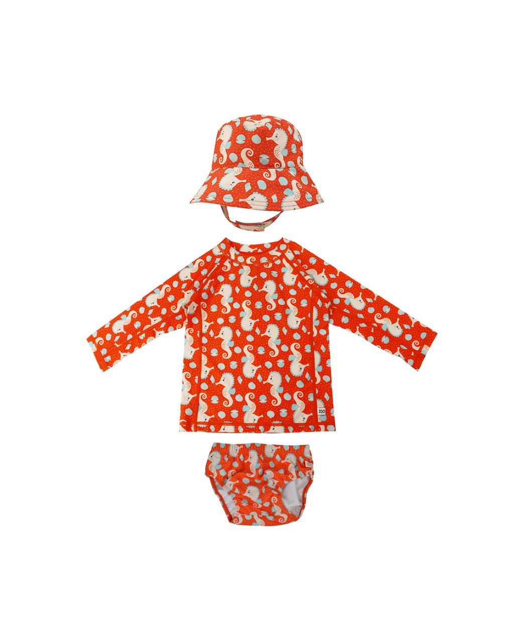 Zoocchini σετ uv μαγιό πάνα, bucket καπέλο μπλούζα seahorse zoo16024