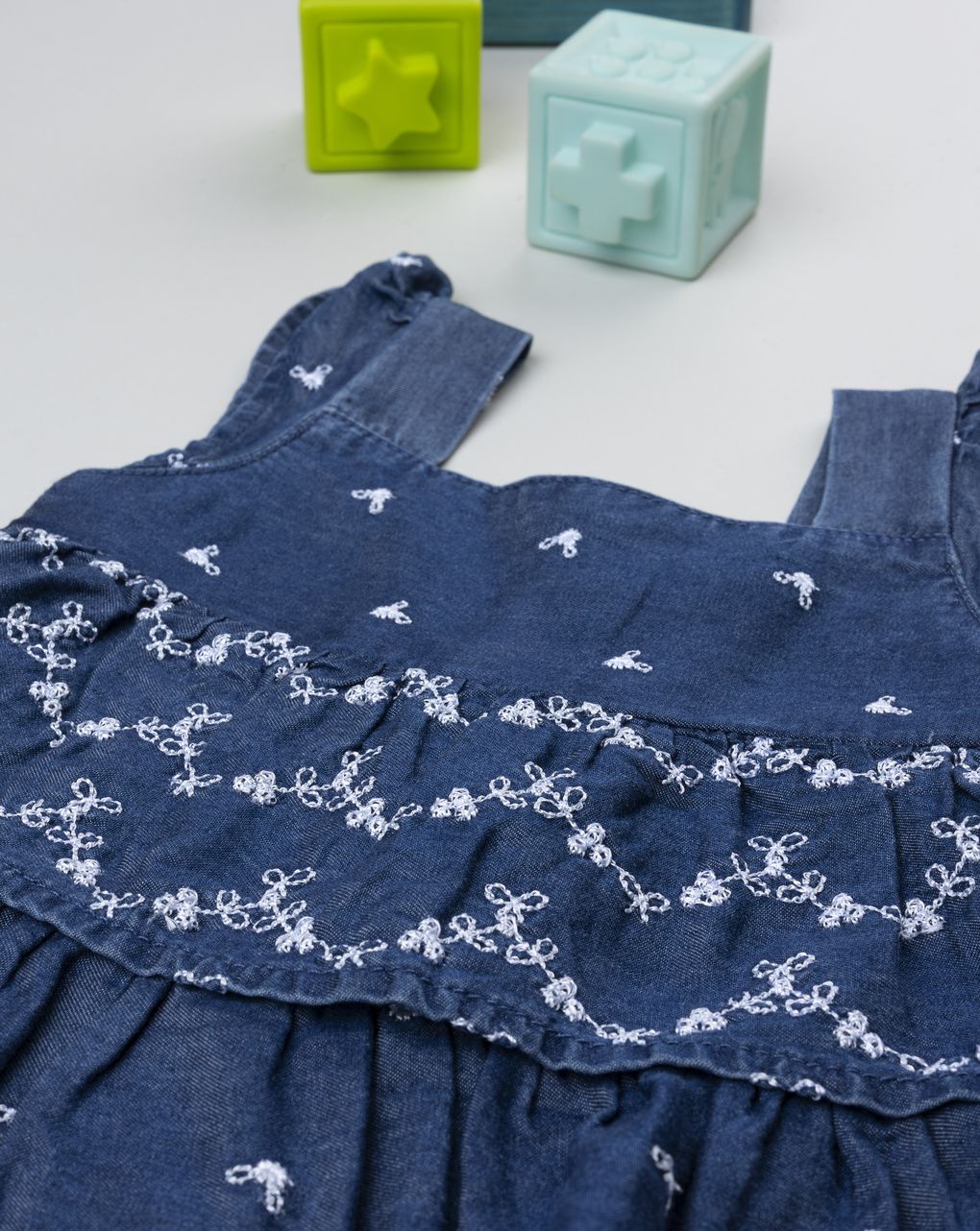 βρεφικό τζιν φόρεμα μπλε με λουλούδια για κορίτσι - Prénatal