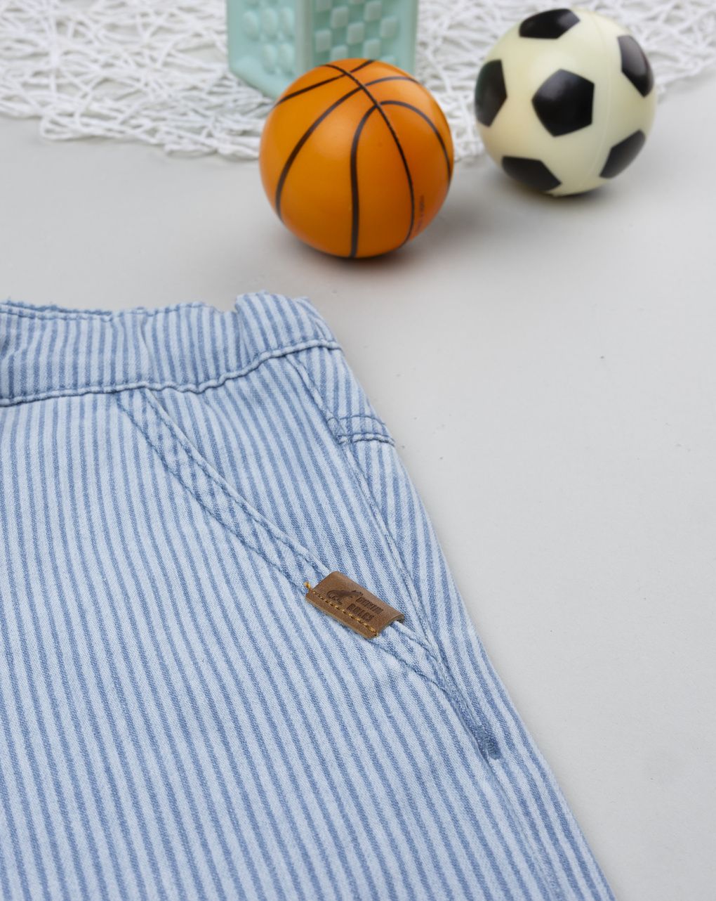 παιδικό τζιν σορτσάκι μπλε ριγέ denim rules για αγόρι - Prénatal