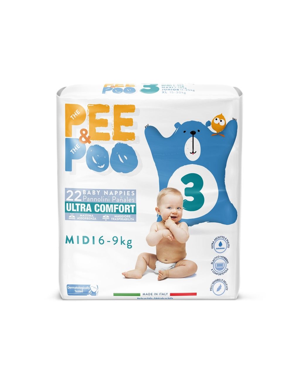Pee&poo πάνες ultrafit midi μέγεθος 3 22τμχ