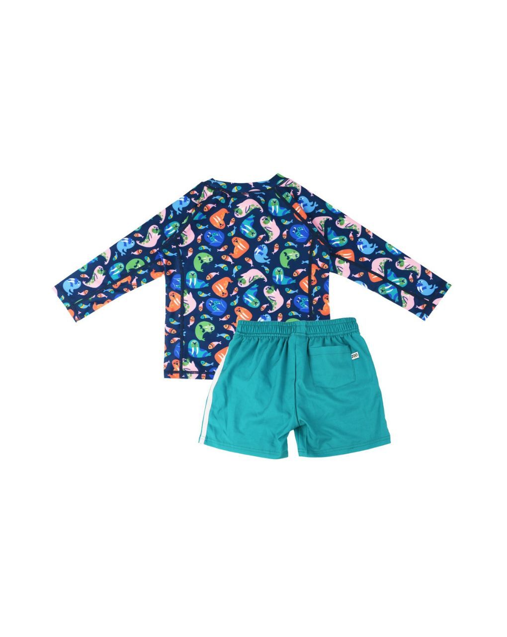 Zoocchini σετ uv μαγιό σορτς και μπλούζα wally the walrus zoo16407 - Zoocchini