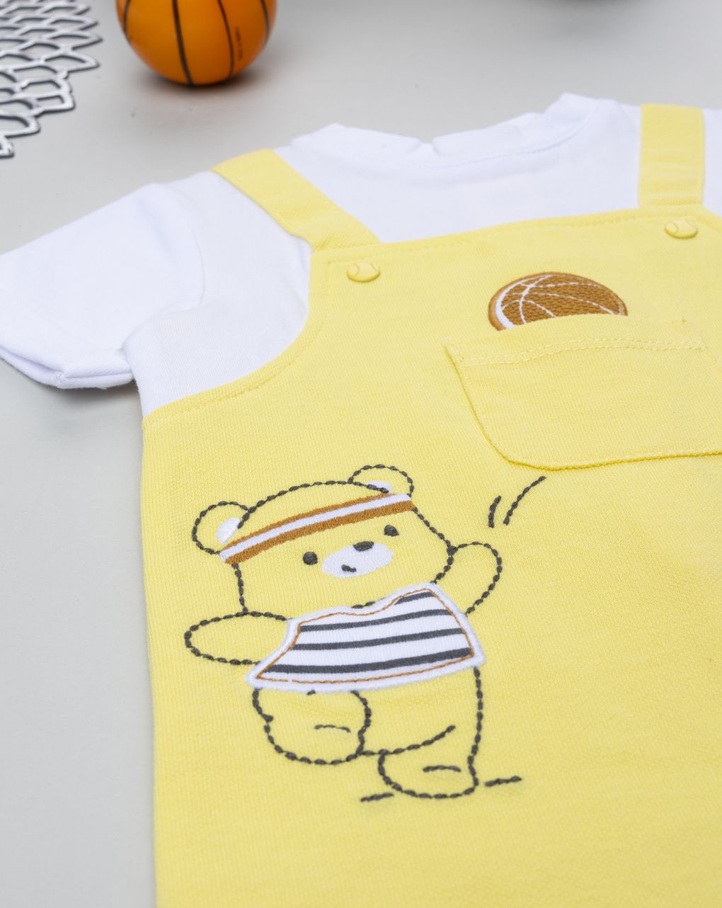 βρεφικό φορμάκι λευκό/κίτρινο basket για αγόρι - Prénatal