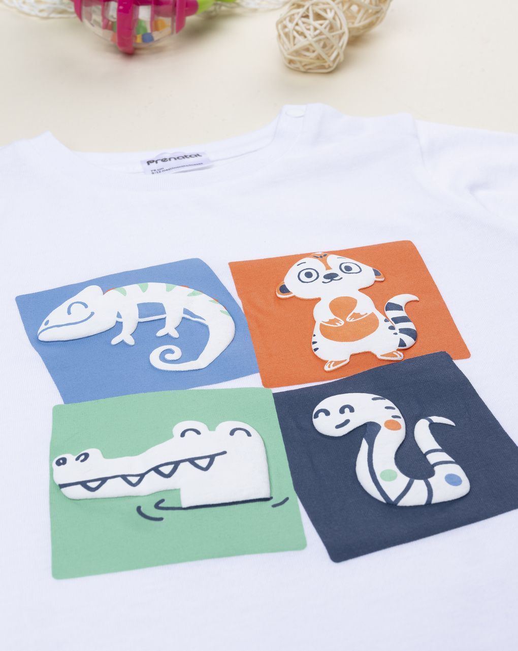 βρεφικό t-shirt λευκό με ζωάκια για αγόρι - Prénatal