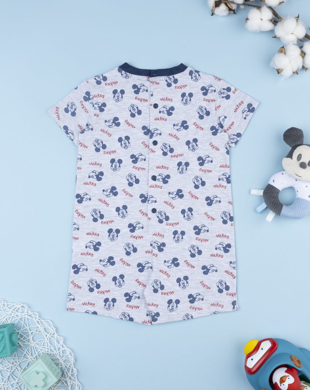 βρεφική ολόσωμη πιτζάμα γκρι mickey για αγόρι - Prénatal