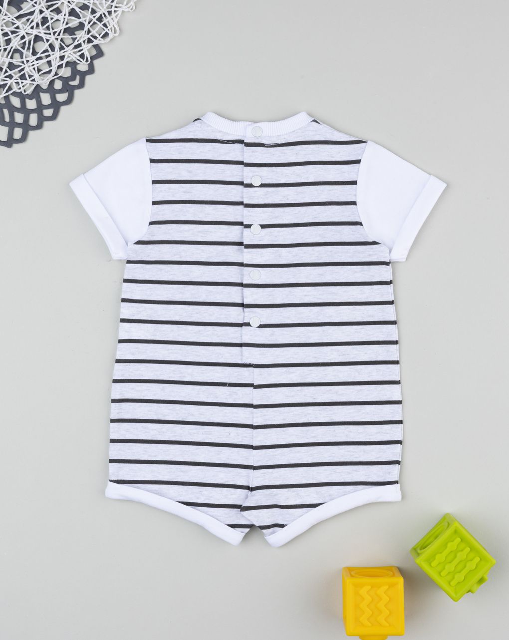 βρεφικό φορμάκι λευκό/γκρι ριγέ champion για αγόρι - Prénatal