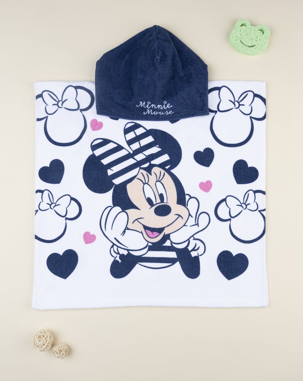 βρεφικό πόντσο θαλάσσης λευκό minnie για κορίτσι
