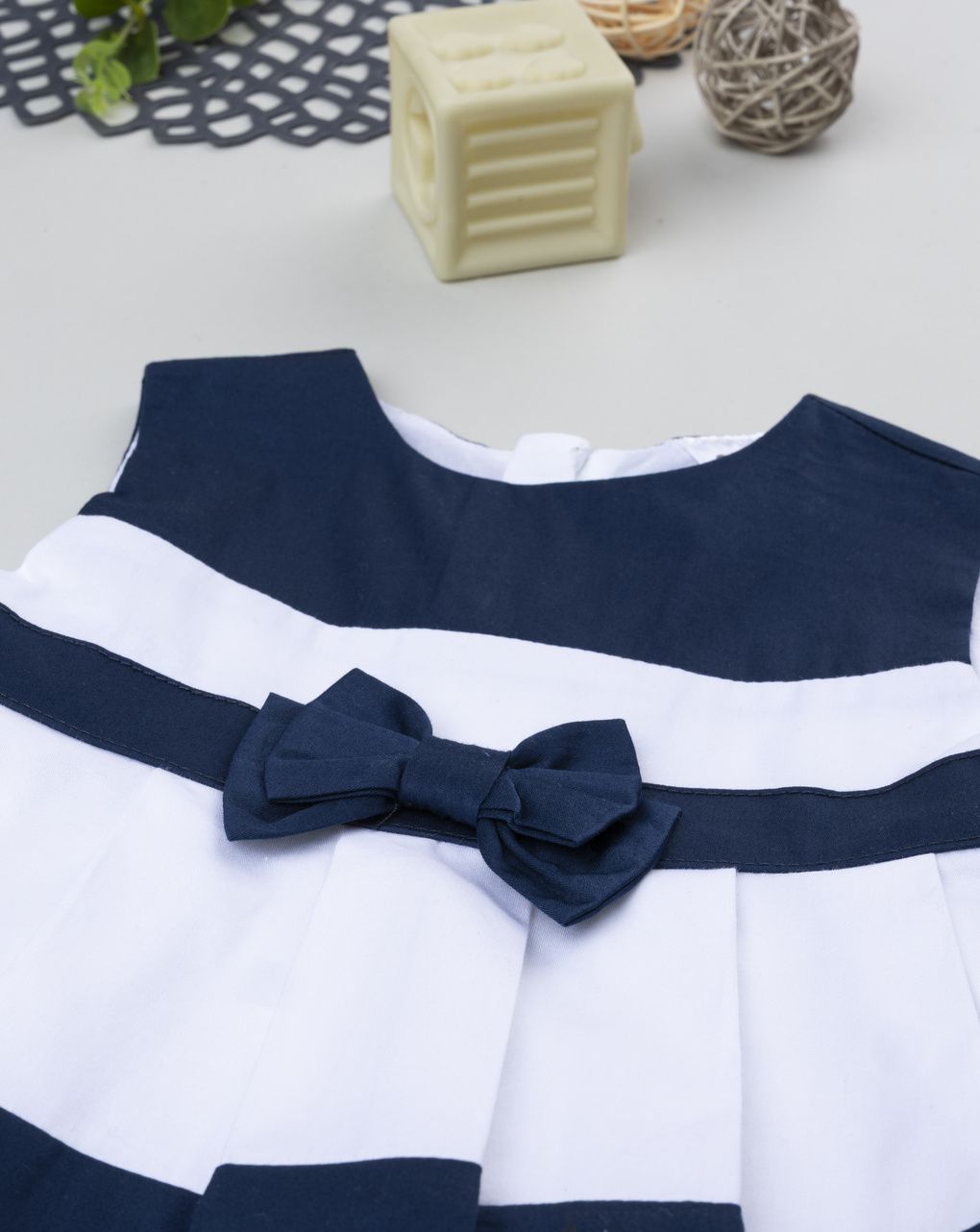 βρεφικό φόρεμα ριγέ μπλε/λευκό elegant για κορίτσι - Prénatal