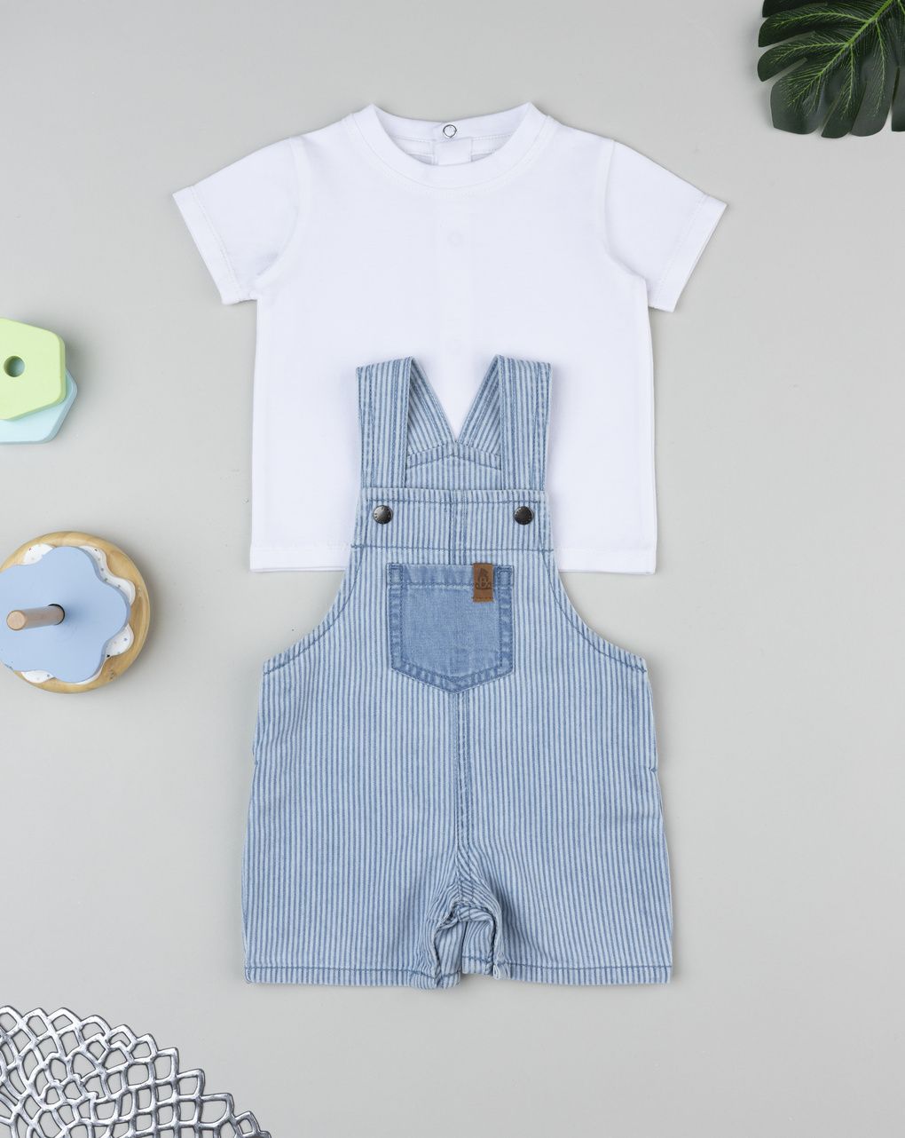 βρεφικό σετ t-shirt και τζιν σαλοπέτα για αγόρι
