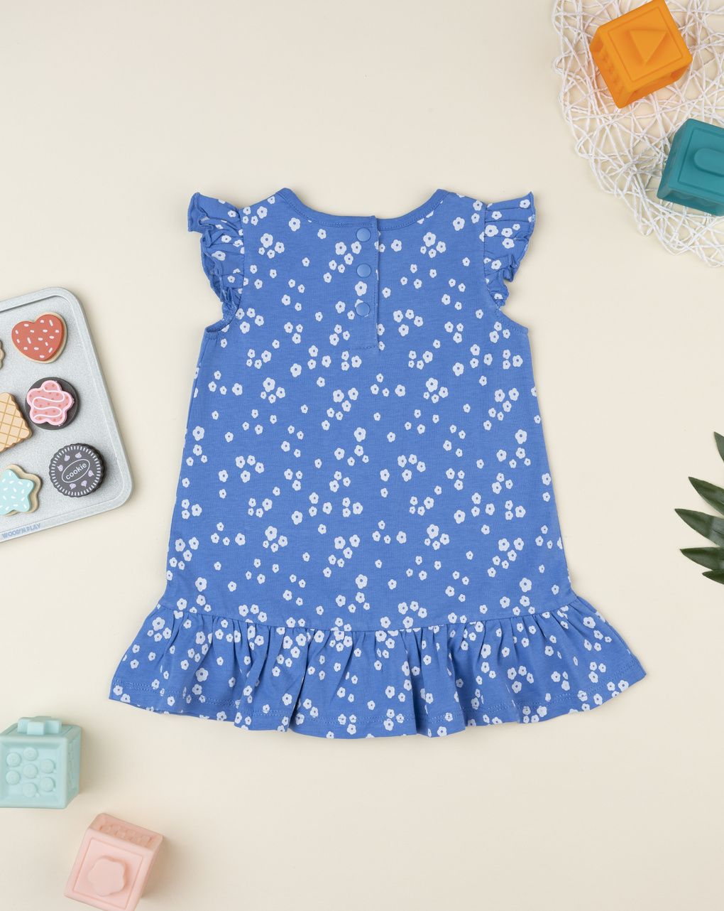 βρεφικό φόρεμα μπλε φλοράλ για κορίτσι - Prénatal