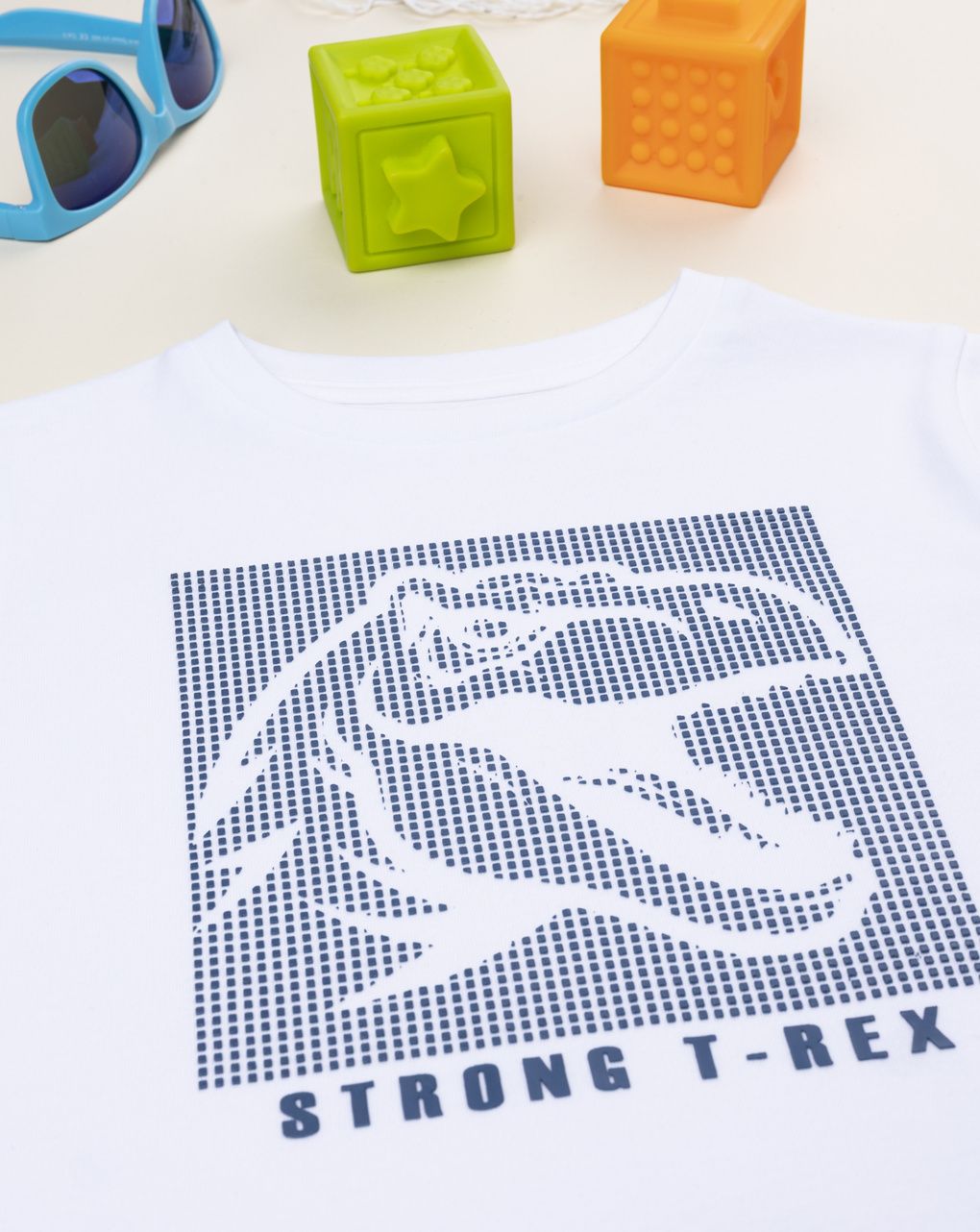 παιδικό t-shirt λευκό strong t-rex για αγόρι - Prénatal