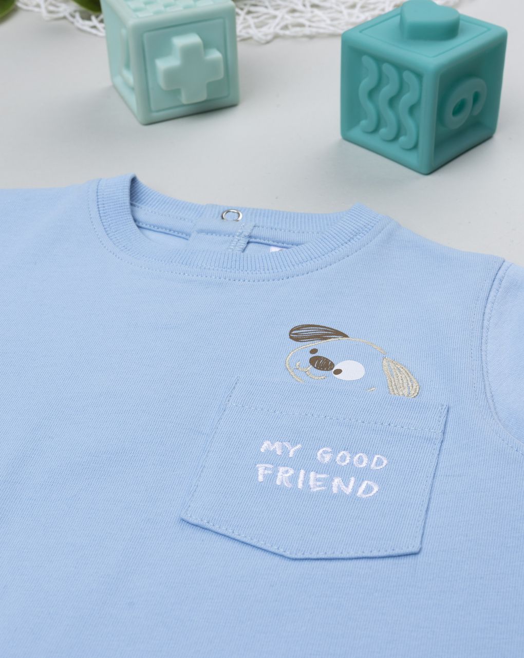 βρεφικό t-shirt γαλάζιο με σκυλάκια για αγόρι - Prénatal