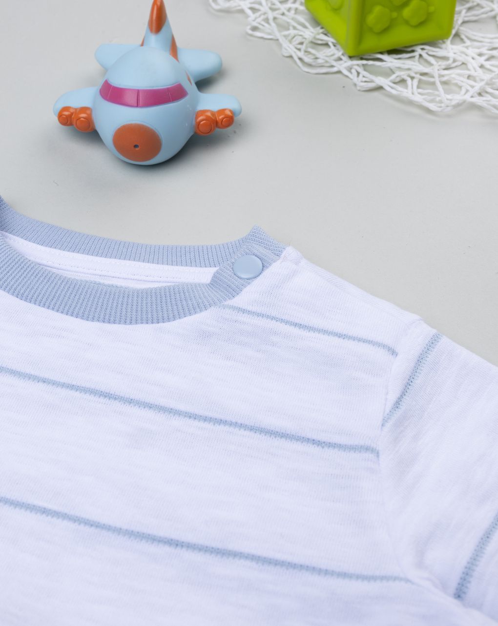 βρεφικό t-shirt ριγέ λευκό/γαλάζιο για αγόρι - Prénatal