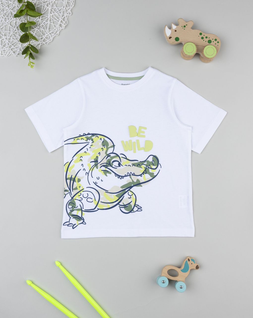 παιδικό t-shirt λευκό με κροκόδειλο για αγόρι