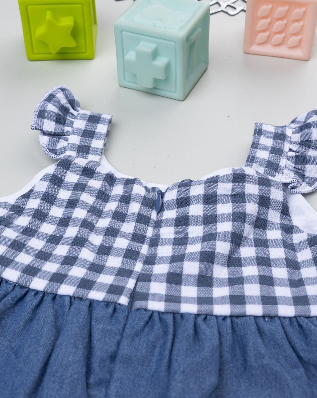 βρεφικό φόρεμα καρό vichy/denim για κορίτσι - Prénatal