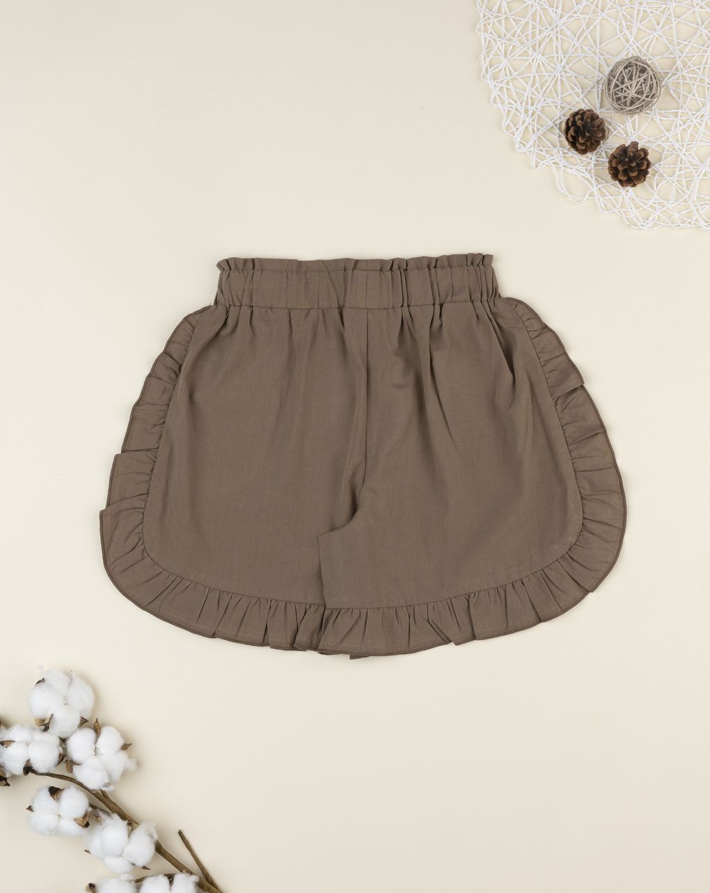 παιδικό σορτσάκι ποπλίνα καφέ για κορίτσι - Prénatal