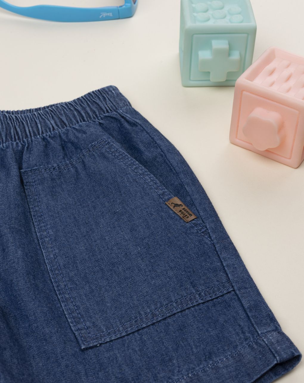 βρεφική τζιν βερμούδα μπλε denim rules για αγόρι - Prénatal