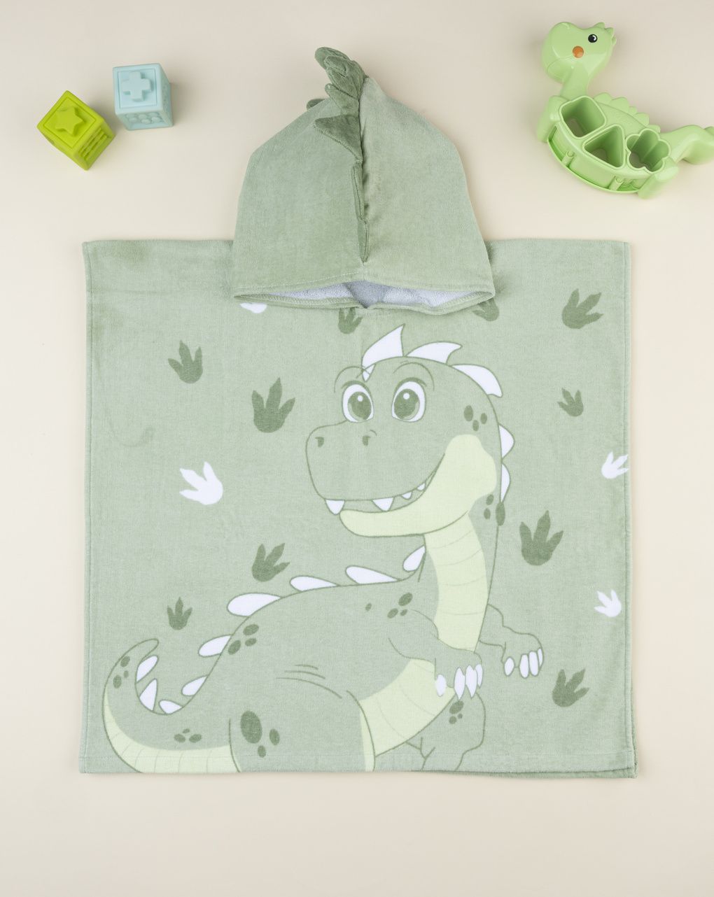 βρεφικό πόντσο θαλάσσης λαδί με δράκο για αγόρι
