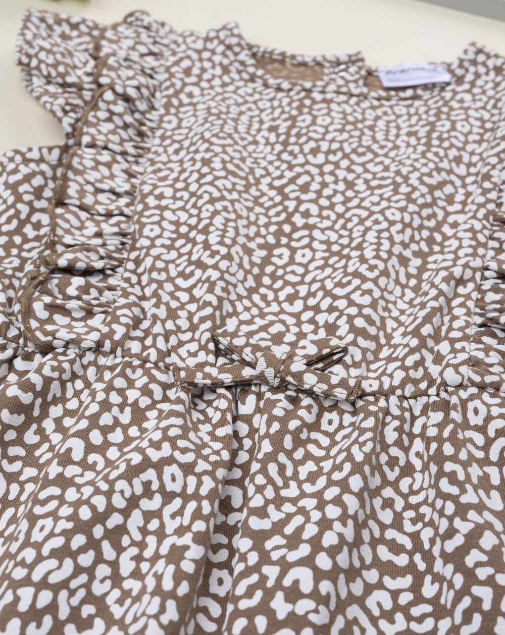 βρεφική ολόσωμη φόρμα καφέ animal print για κορίτσι - Prénatal