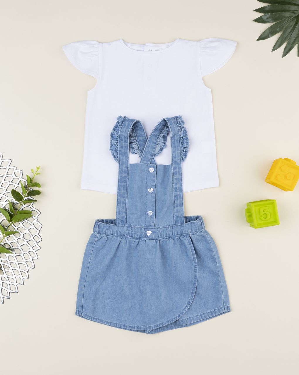 βρεφικό σετ t-shirt και τζιν σαλοπέτα για κορίτσι