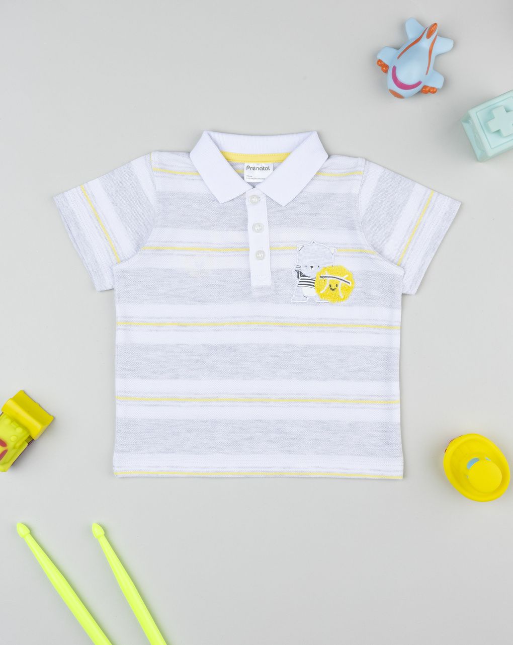 βρεφικό t-shirt πόλο λευκό ριγέ player για αγόρι - Prénatal
