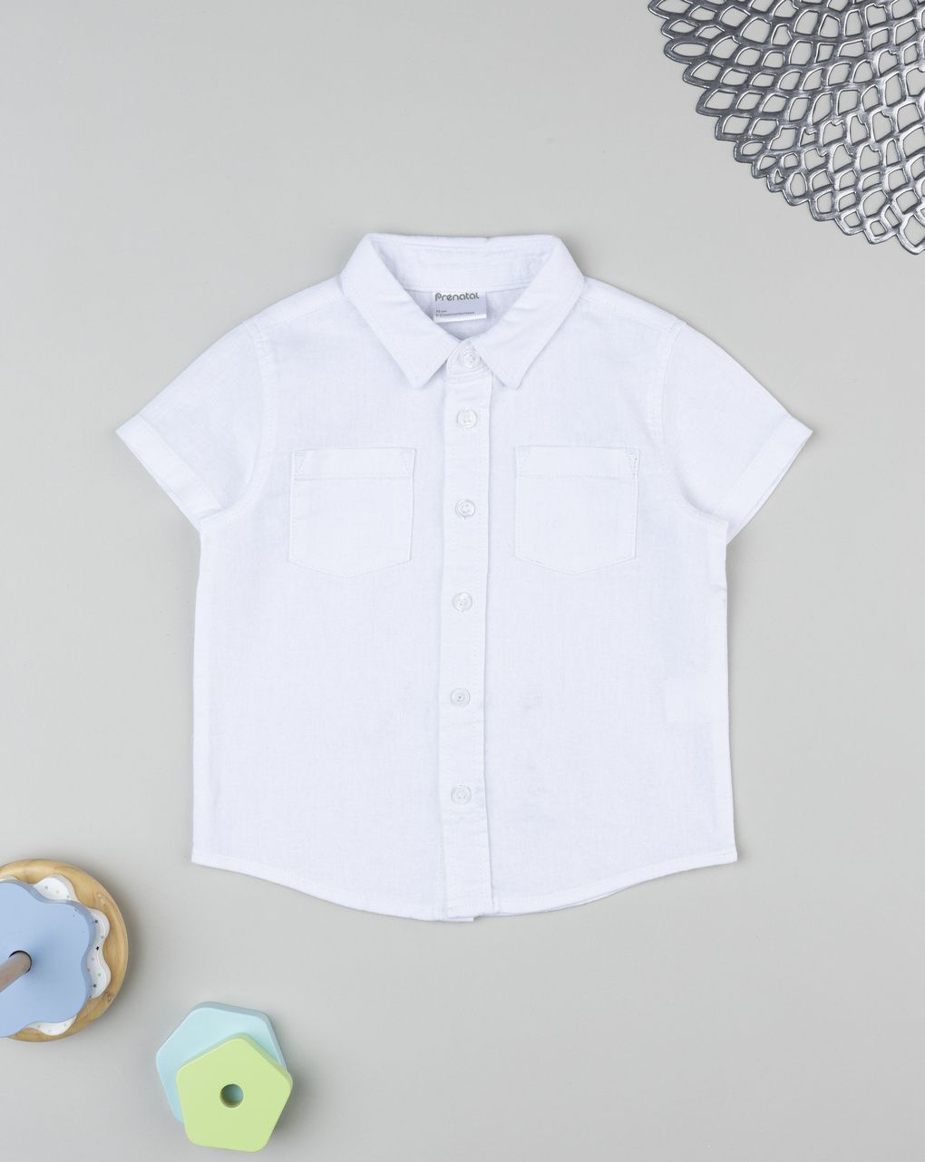 βρεφικό πουκάμισο λευκό λινό για αγόρι - Prénatal