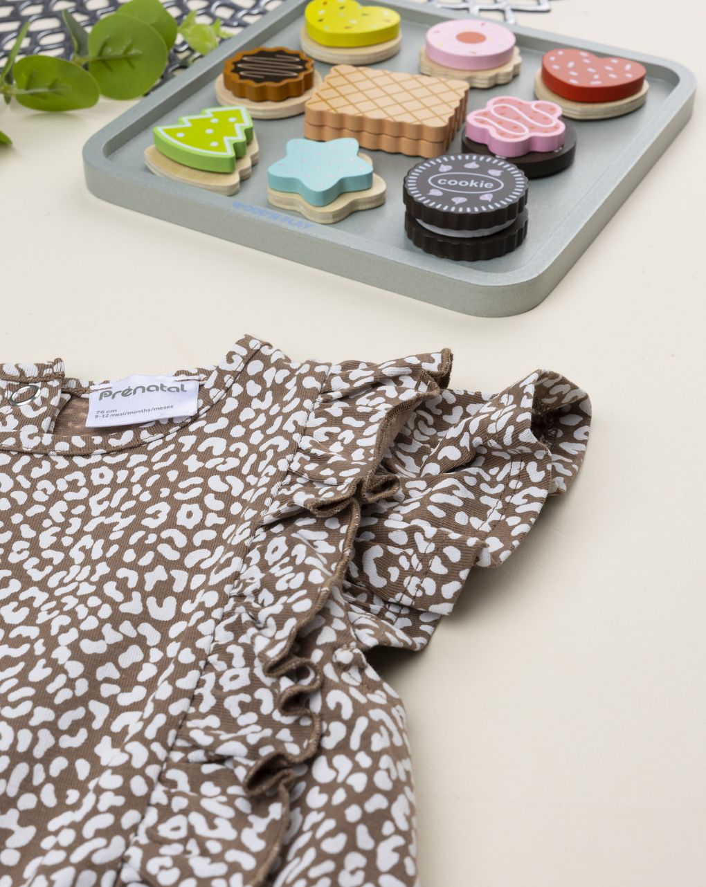 βρεφική ολόσωμη φόρμα καφέ animal print για κορίτσι - Prénatal