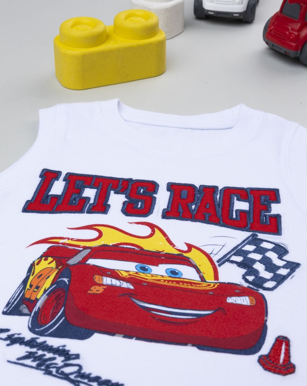 βρεφική αμάνικη μπλούζα λευκή cars για αγόρι - Prénatal