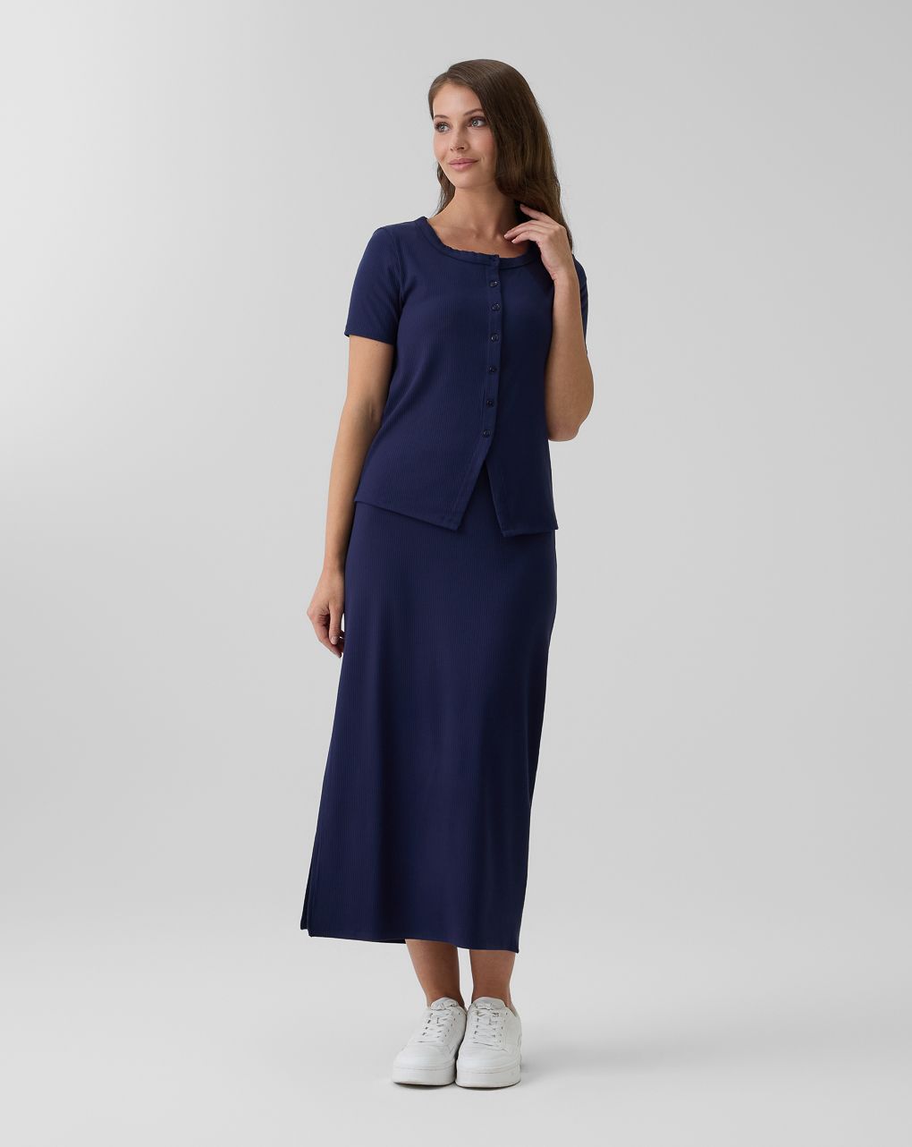 γυναικείο t-shirt εγκυμοσύνης/θηλασμού ριμπ μπλε