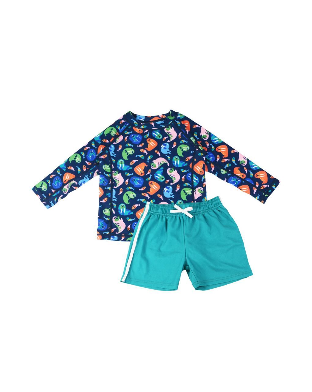 Zoocchini σετ uv μαγιό σορτς και μπλούζα wally the walrus zoo16407