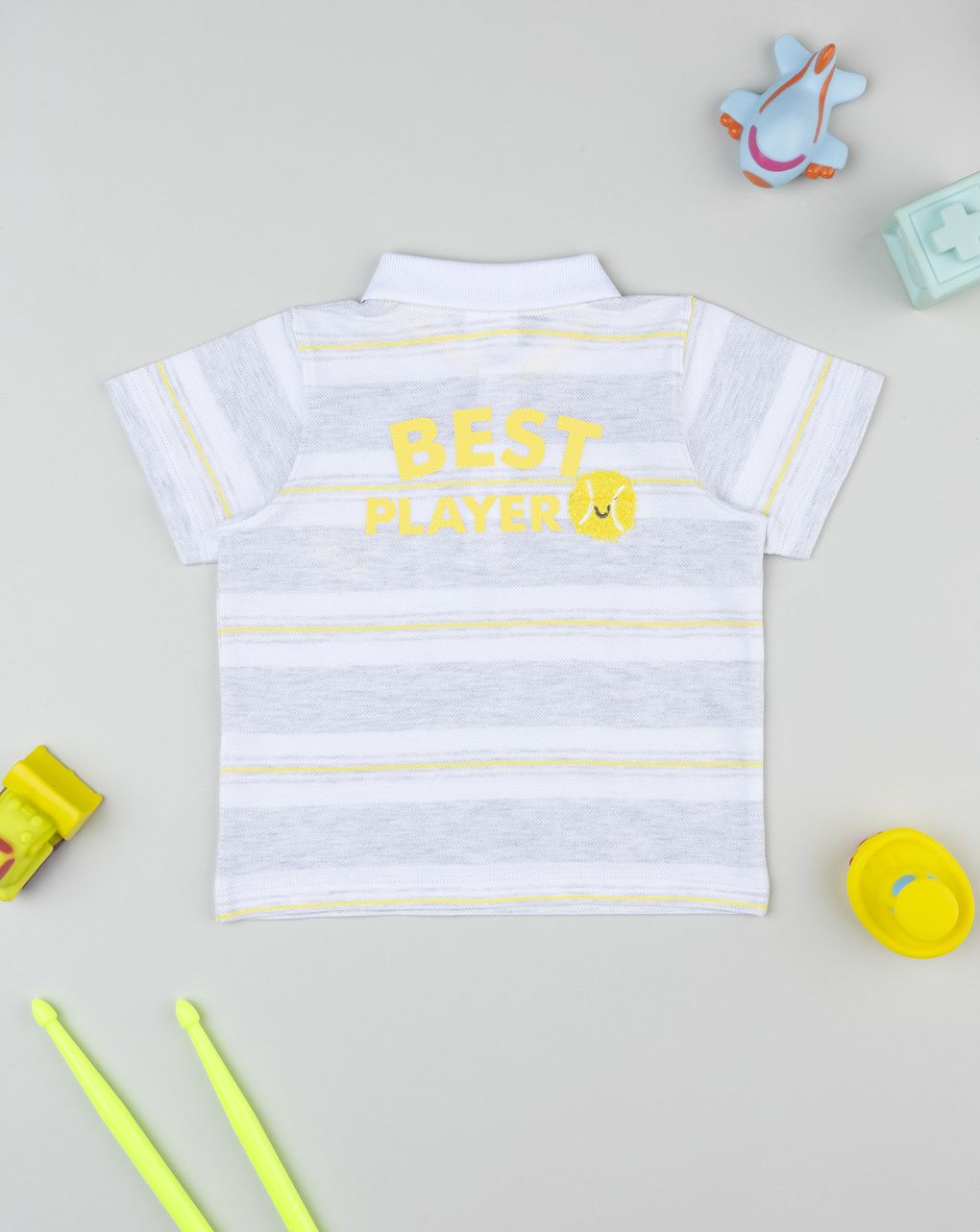 βρεφικό t-shirt πόλο λευκό ριγέ player για αγόρι - Prénatal