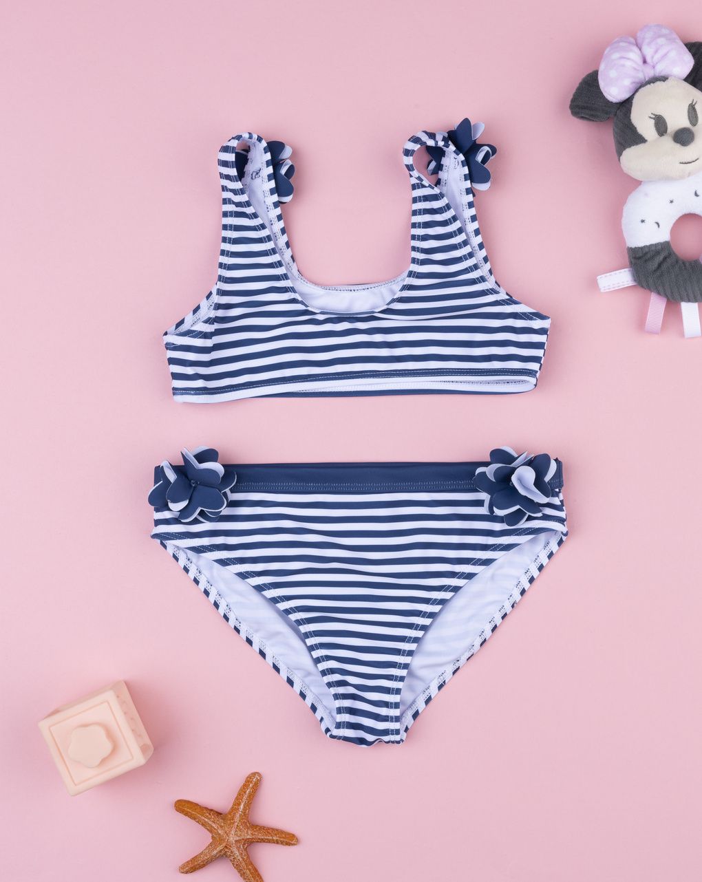 παιδικό μαγιό μπικίνι ριγέ μπλε/λευκό για κορίτσι