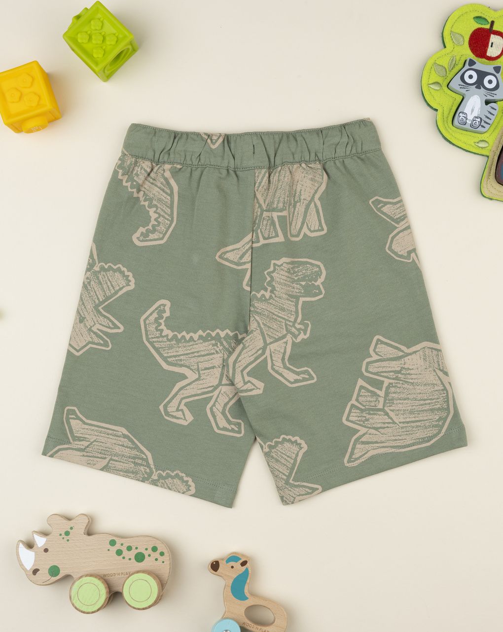 παιδικό σορτσάκι λαδί με δεινόσαυρους για αγόρι - Prénatal