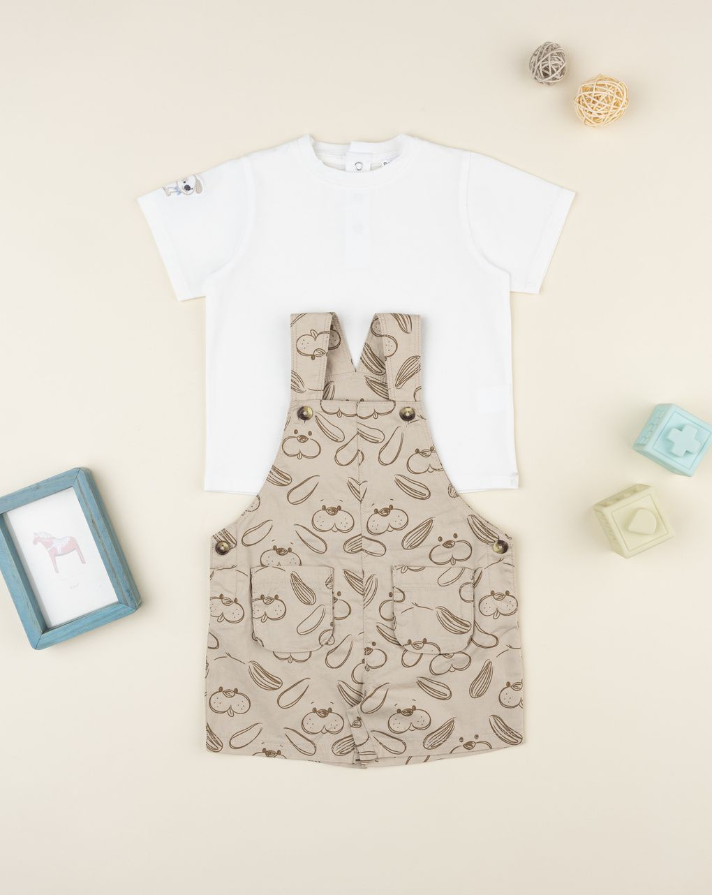 βρεφικό σετ t-shirt και σαλοπέτα με σκυλάκια για αγόρι