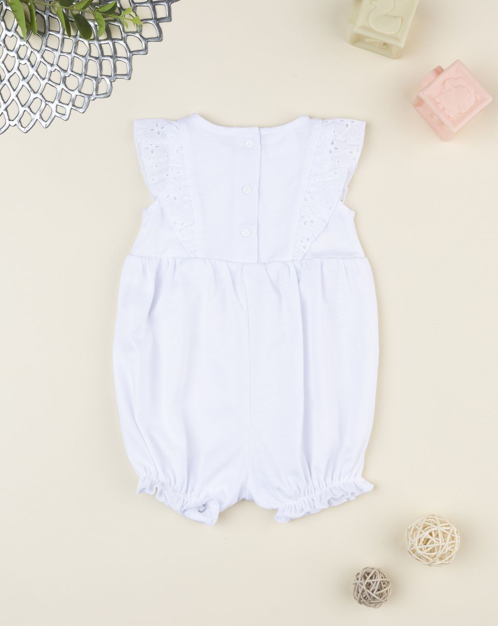 βρεφικό φορμάκι elegant λευκό δαντέλα sangallo για κορίτσι - Prénatal