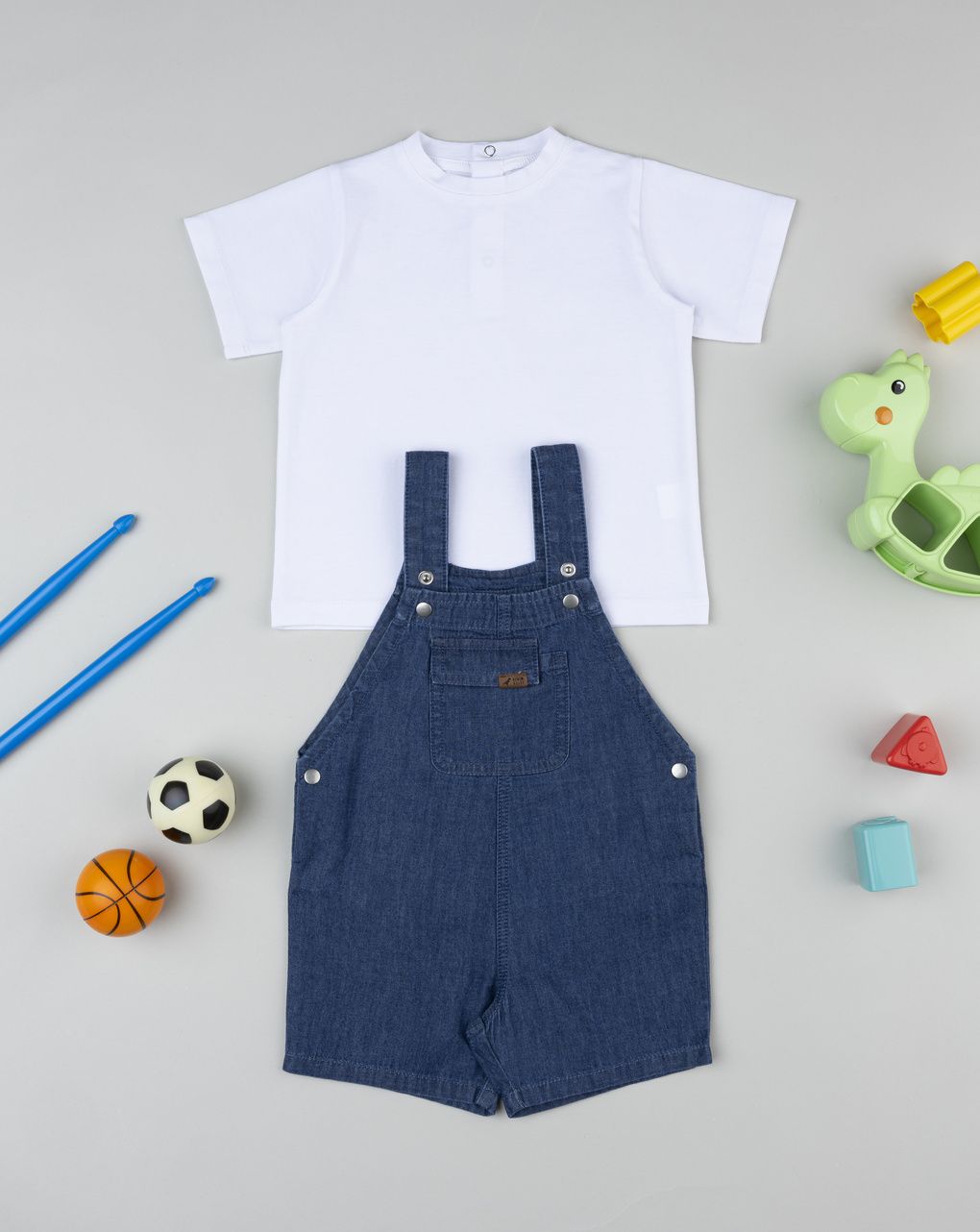 βρεφικό σετ t-shirt και τζιν σαλοπέτα για αγόρι