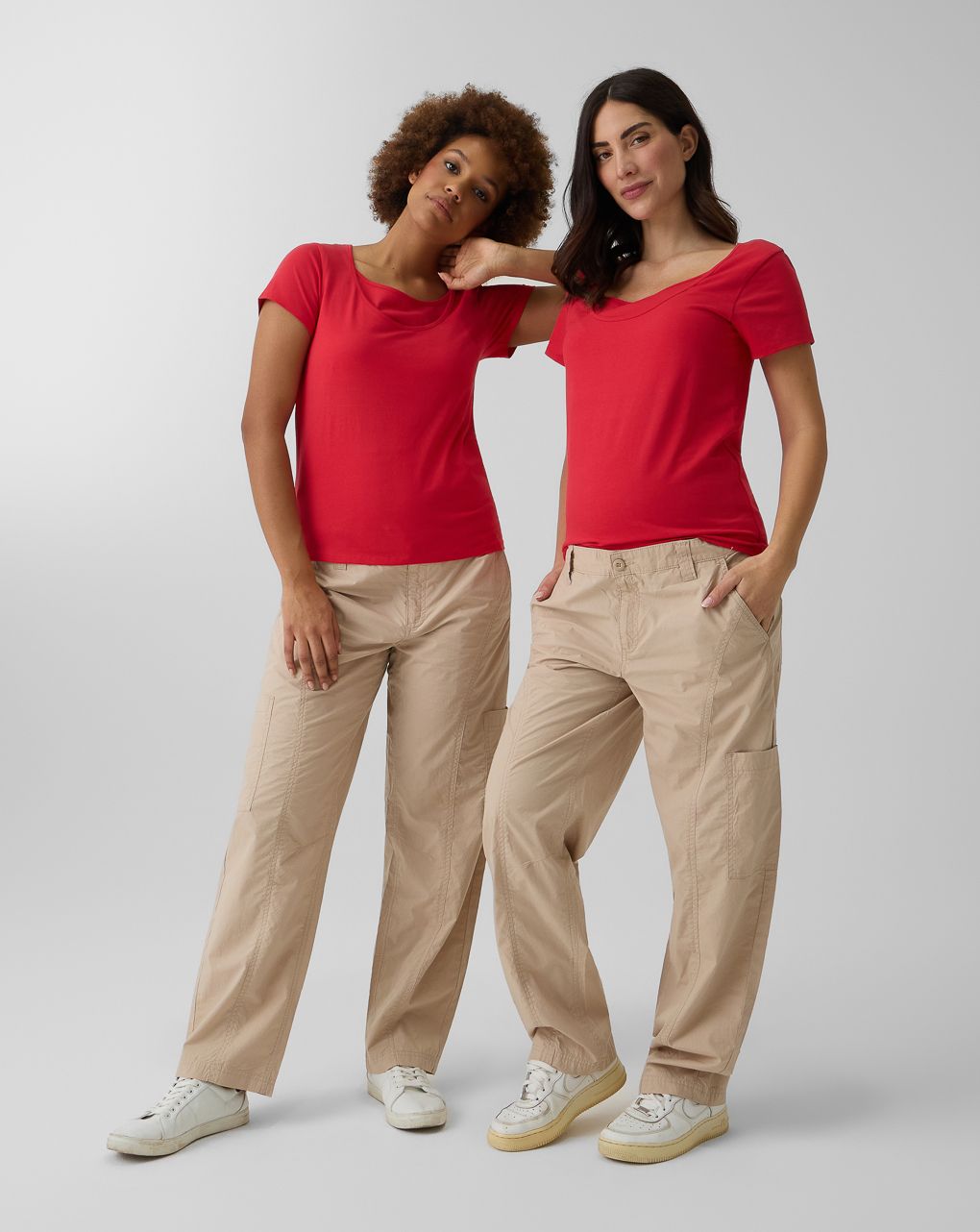 γυναικείο παντελόνι εγκυμοσύνης μπεζ cargo ποπλίνα