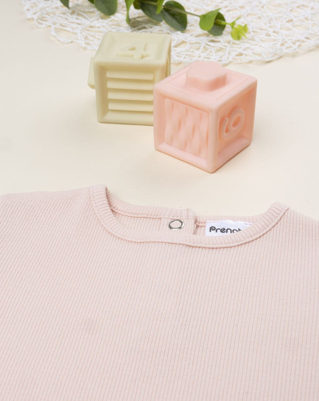 βρεφικό t-shirt ροζ ριμπ με βολάν για κορίτσι - Prénatal